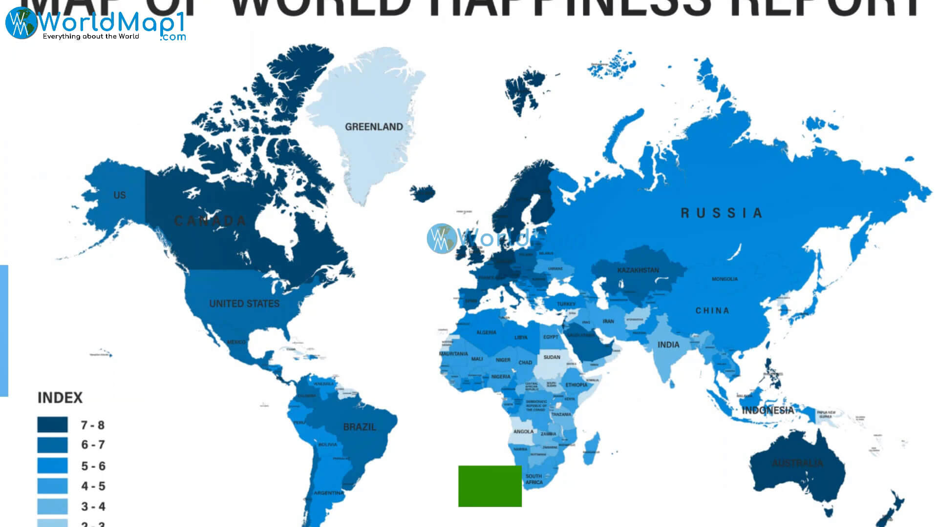 Carte du bonheur des pays du monde